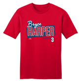 Bryce Harper Speckle Team Font MLBPA Tee red